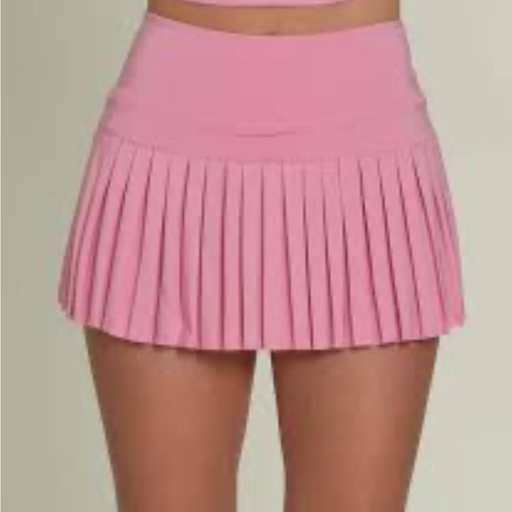 Pink Pleated Gold Hinge Women's Skirt || Size Small